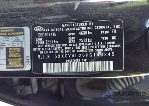 2017 Kia Optima Sxl Turbo z USA, uszkodzony, nr VIN 5XXGV4L26HG140245